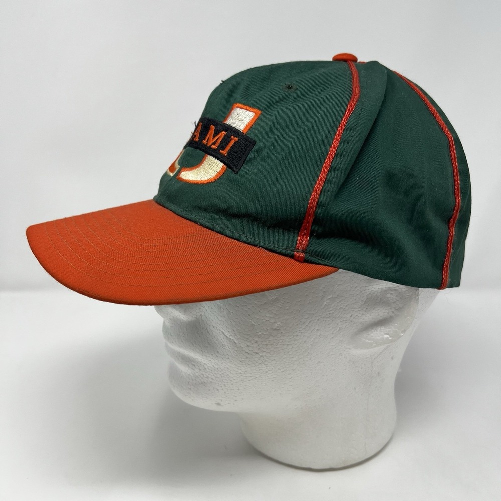 Vintage 90s Miami Hurricanes Hat Cap Snapback Embroidered NCAA Green‎ - Picture 5 of 8